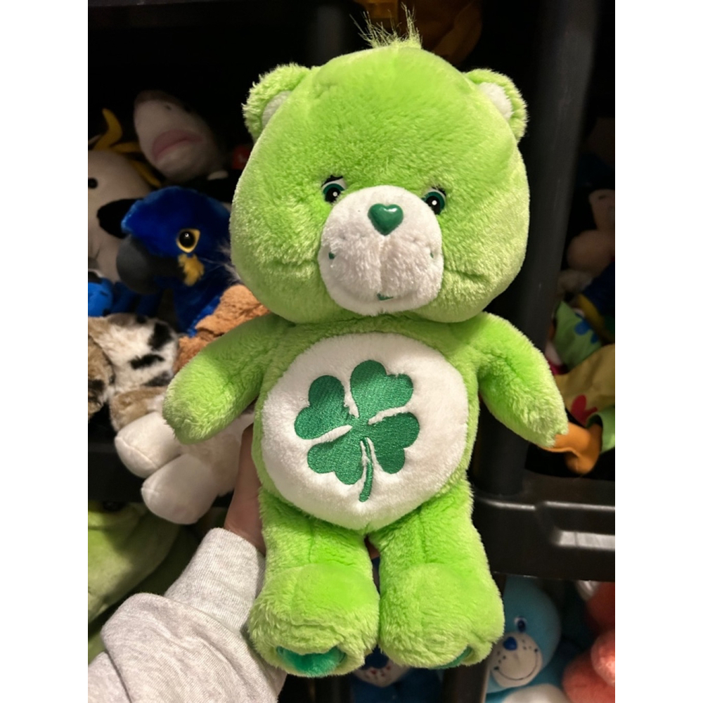 Vintage 2000's Good Luck Shamrock Green Care Bear | 2002 12” St.Patrick’s